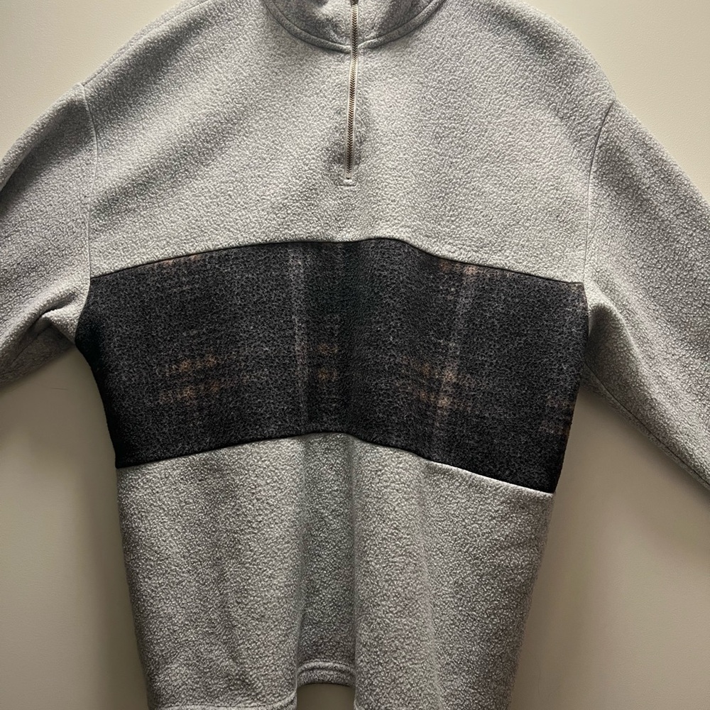 Grey and Black Quarter Zip Fleece